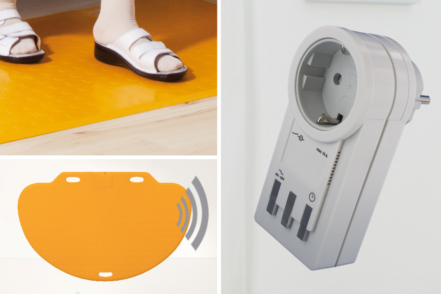Profi-Alarm-Trittmatte CareMat C gelb incl. Funk-Alarm auf Steckdosen-Empfänger mit Licht+Ton Profi-Alarm-Trittmatte CareMat C gelb incl. Funk-Alarm auf Steckdosen-Empfänger mit Licht+Ton