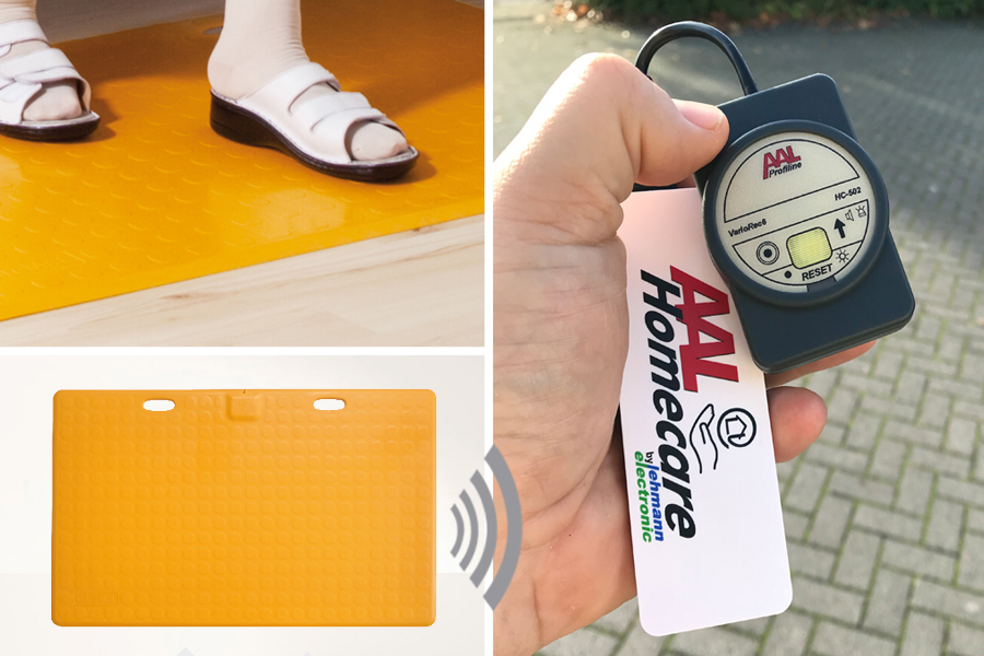 Profi-Alarm-Trittmatte CareMat A gelb incl. Funk-Alarm auf mobilem Empfänger mit Licht+Ton HC-502