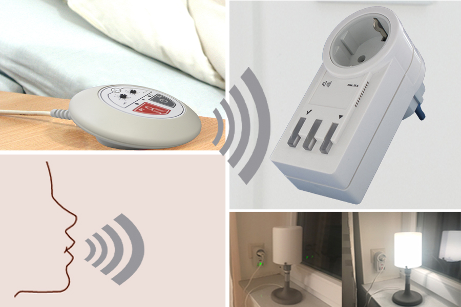 Funk-Rufsystem: Rufmelder incl. Funk-Alarm auf Funk-Steckdose (schaltet 230V Geräte ein/aus) | Geräuschmelder Funk-Rufsystem: Rufmelder incl. Funk-Alarm auf Funk-Steckdose (schaltet 230V Geräte ein/aus) | Geräuschmelder