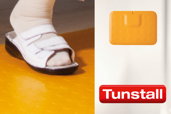 Bircher CareMat M gelb - Profi-Alarm-Fußtaster mit eingebautem Funk-Sender Tunstall