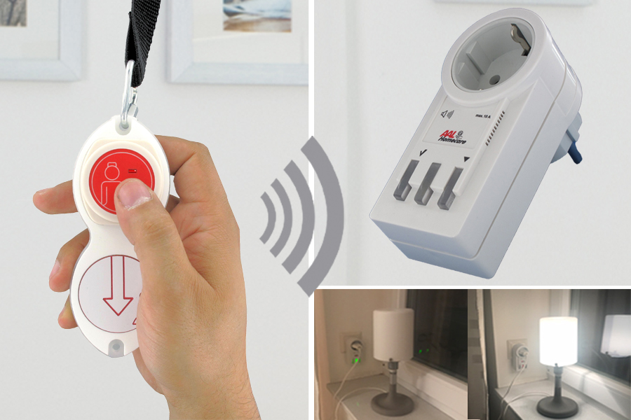 hc170_hc-503_01 Funk-Rufsystem: Zugtaster/Rufknopf HC-170 incl. Funk-Steckdose HC-503 (schaltet 230V Geräte ein/aus)