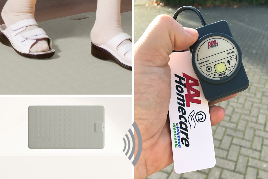 Profi-Alarm-Trittmatte CareMat B grau incl. Funk-Alarm auf mobilem Empfänger mit Licht+Ton HC-502
