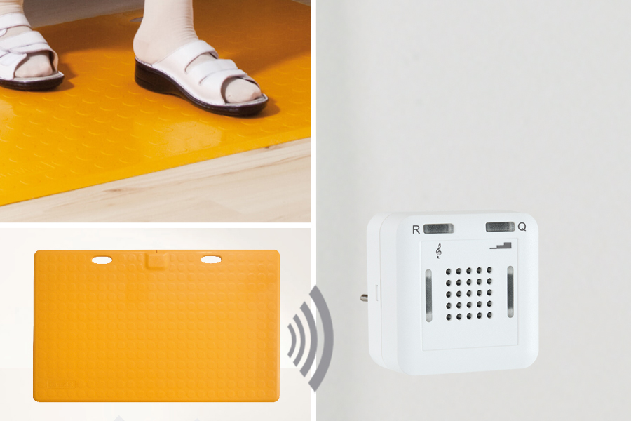 caremat_a_gelb_rcp25 Profi-Alarm-Trittmatte CareMat A gelb incl. Funk-Alarmierung auf Steckdosen-Empfänger Eldat RCP-25
