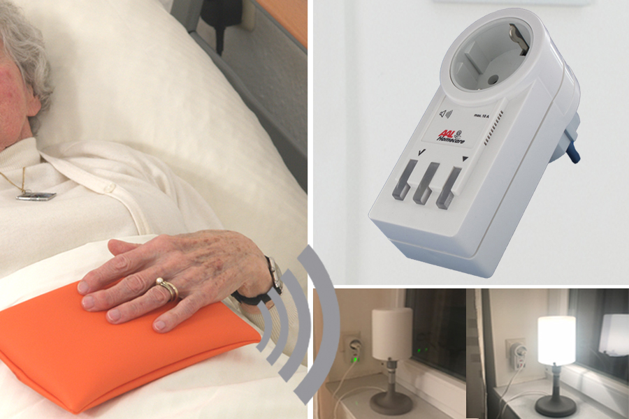 Funk-Rufsystem: Notrufkissen incl. Funk-Alarm auf Funk-Steckdose (schaltet 230V Geräte ein/aus) Funk-Rufsystem: Notrufkissen incl. Funk-Alarm auf Funk-Steckdose (schaltet 230V Geräte ein/aus)