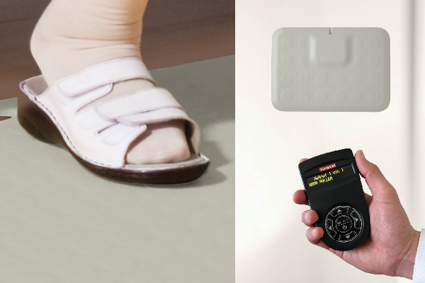 Tunstall Praxis-Rufsystem mit Fußtaster "CareMat M grau" & Taschenvibrator CareAssist