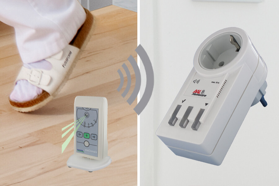 Funk-Rufsystem: Bewegungsmelder Vario-Care HC-425 incl. Funk-Alarm auf Steckdosen-Empfänger HC-501