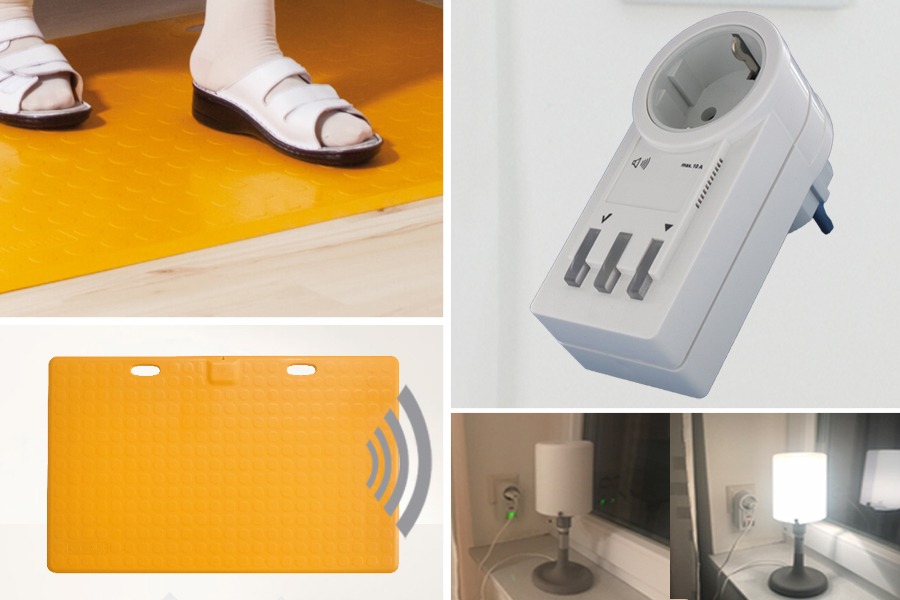 Profi-Alarm-Trittmatte CareMat A gelb incl. Funk-Steckdose (schaltet 230V Geräte ein/aus)  Profi-Alarm-Trittmatte CareMat A gelb incl. Funk-Steckdose (schaltet 230V Geräte ein/aus)
