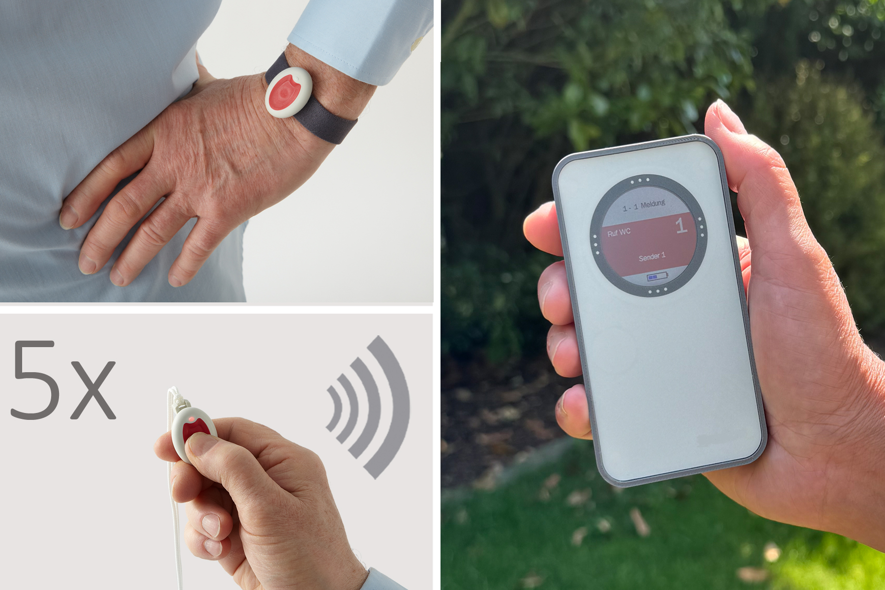 Personenruf-System: Tunstall mobiler Funk-Empfänger-T Z00820500 incl. 5 Funk-Sendern/Rufknöpfen