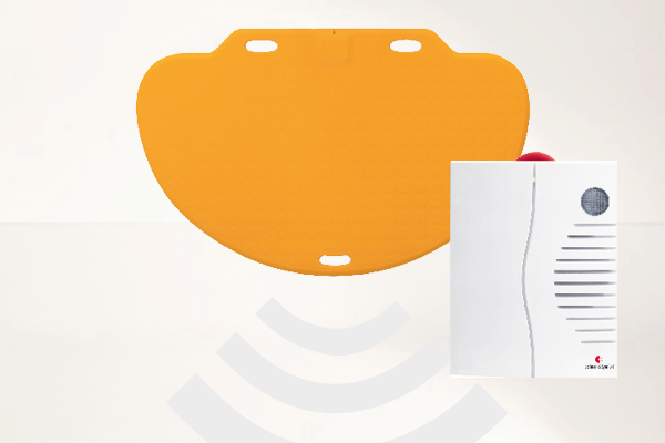 Alarmtrittmatte_gelb_BE1450_Gong_400x6003jiBJvdWzQjcij Profi-Alarm-Trittmatte CareMat C gelb incl. Funk-Alarmierung auf tragbarem Empfänger Bellman BE1450