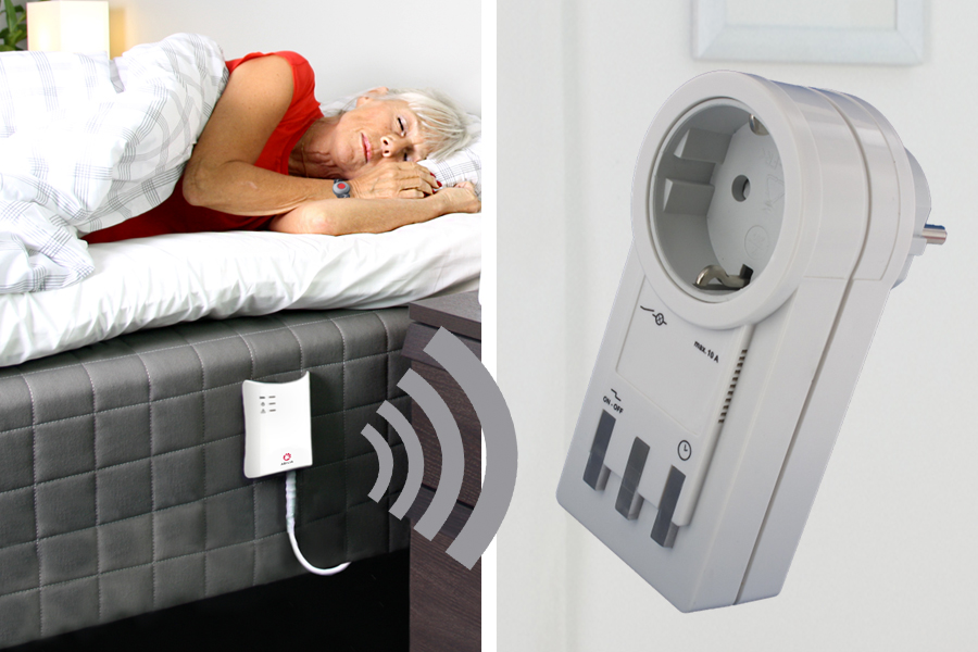 Abilia Epilepsie-Überwachungs-Set mit Bettmatte + Funk-Alarmierung auf 230V Steckdose (Licht+Ton)  Abilia Epilepsie-Überwachungs-Set mit Bettmatte + Funk-Alarmierung auf 230V Steckdose (Licht+Ton)