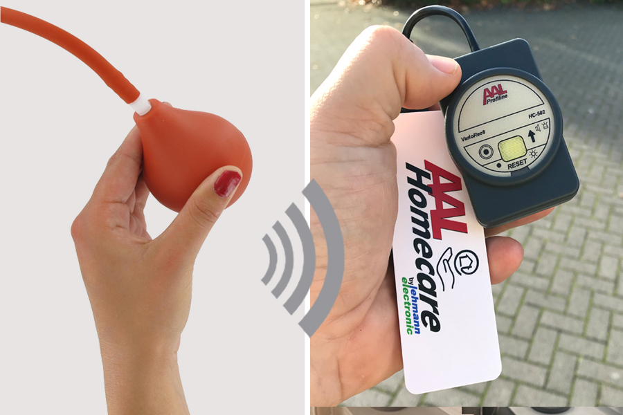Funk-Rufsystem: Balltaster HC-190 incl. Funk-Alarmierung auf mobilem Empfänger mit Licht+Ton HC-502