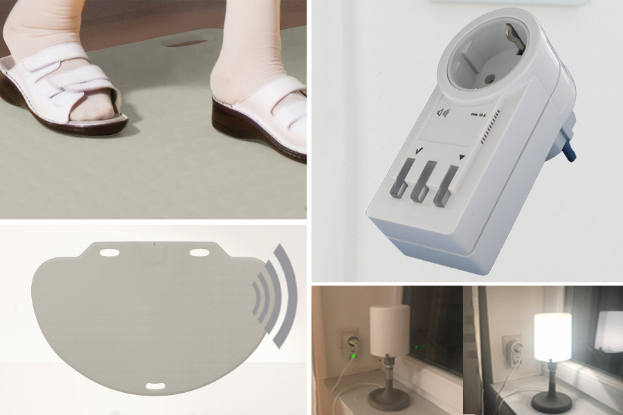 Profi-Alarm-Trittmatte CareMat C grau incl. Funk-Steckdose (schaltet 230V Geräte ein/aus) Profi-Alarm-Trittmatte CareMat C grau incl. Funk-Steckdose (schaltet 230V Geräte ein/aus)