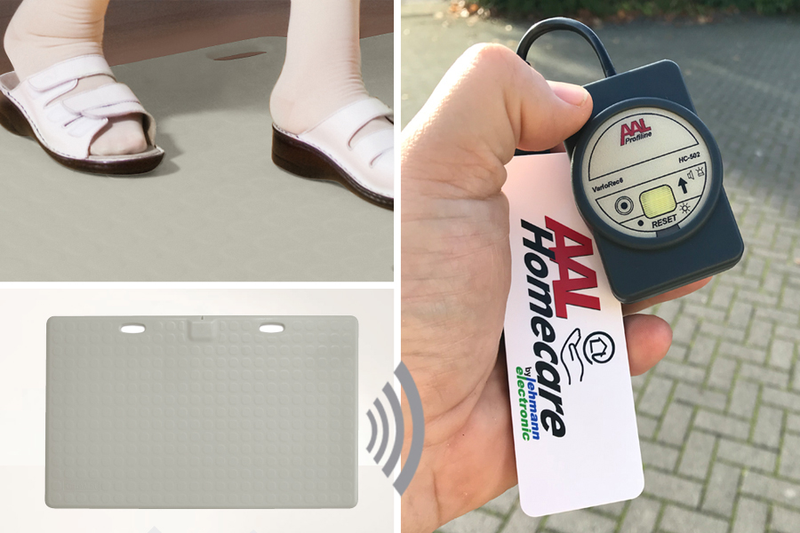 Profi-Alarm-Trittmatte CareMat A grau incl. Funk-Alarm auf mobilem Empfänger mit Licht+Ton HC-502