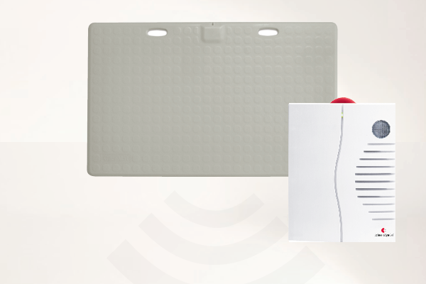 Alarmtrittmatte_grau_BE1450_Gong_600x400W2bgboACJWBlv Profi-Alarm-Trittmatte CareMat A grau incl. Funk-Alarmierung auf tragbarem Empfänger Bellman BE1450