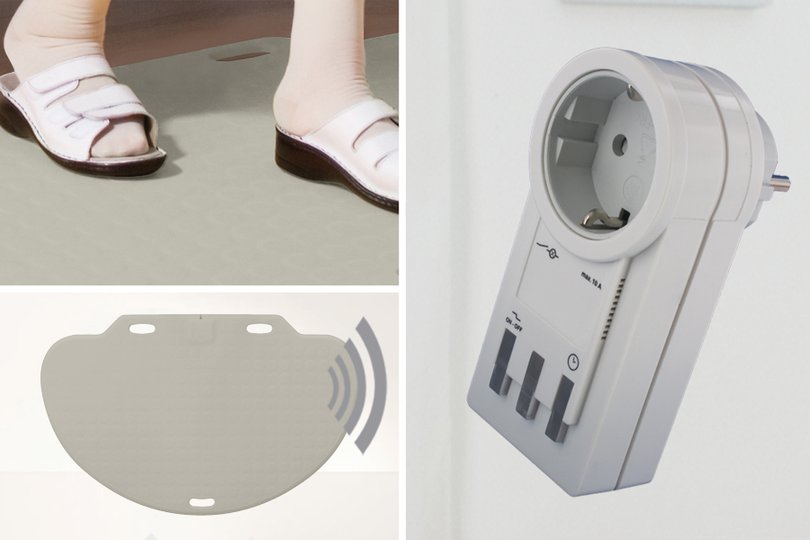 Profi-Alarm-Trittmatte CareMat C grau incl. Funk-Alarm auf Steckdosen-Empfänger mit Licht+Ton Profi-Alarm-Trittmatte CareMat C grau incl. Funk-Alarm auf Steckdosen-Empfänger mit Licht+Ton