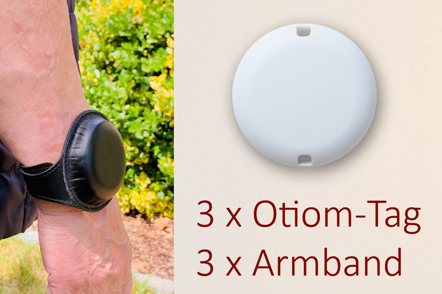 OtiomPro-Erweiterungs-Set: 3 Zusatz-Tags incl. 3 Armbänder mit Sicherheits-Verschluss