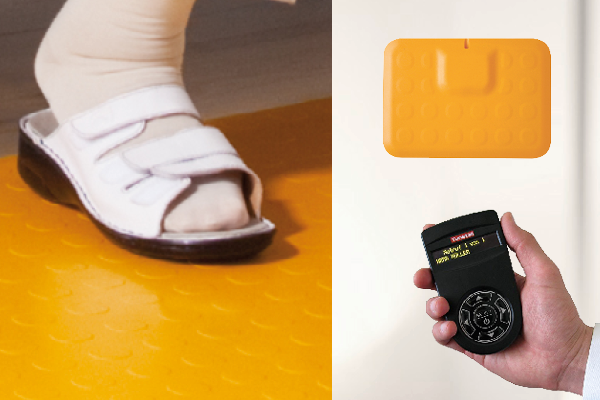 Tunstall Praxis-Rufsystem mit Fußtaster "CareMat M gelb" & Taschenvibrator CareAssist