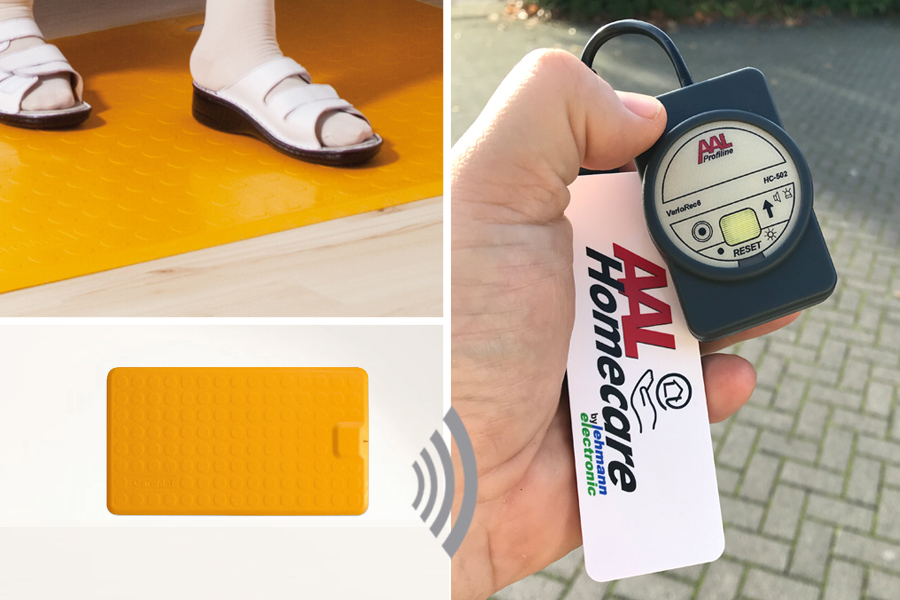 Profi-Alarm-Trittmatte CareMat B gelb incl. Funk-Alarm auf mobilem Empfänger mit Licht+Ton HC-502