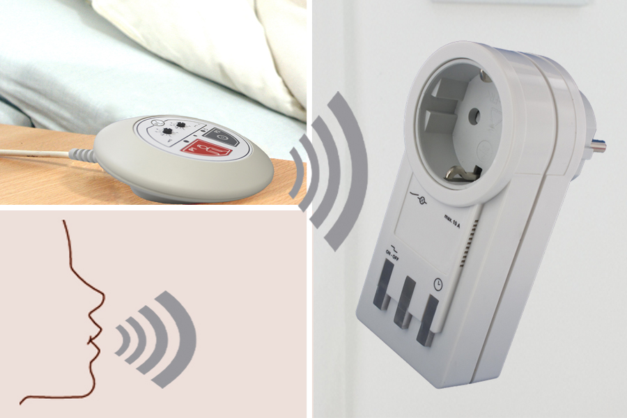 Funk-Rufsystem: Rufmelder incl. Funk-Alarm auf Steckdosen-Empfänger mit Licht+Ton | Geräuschmelder Funk-Rufsystem: Rufmelder incl. Funk-Alarm auf Steckdosen-Empfänger mit Licht+Ton | Geräuschmelder