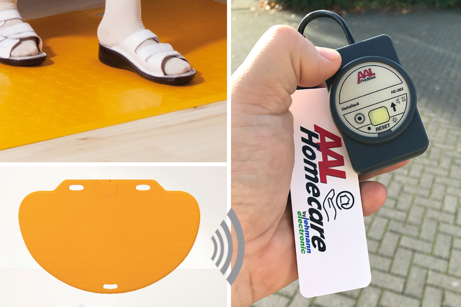 Profi-Alarm-Trittmatte CareMat C gelb incl. Funk-Alarm auf mobilem Empfänger mit Licht+Ton HC-502