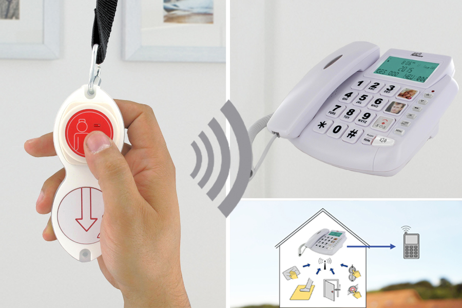 Funk-Rufsystem: Zugtaster/Rufknopf HC-170 incl. Alarmierung durch Notruftelefon (Anruf auf Telefon)